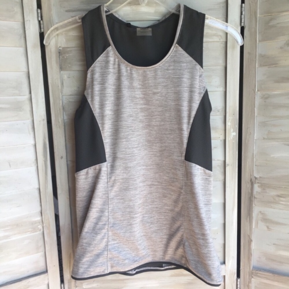 Second Skin Tank Top Gray Colorblock Racerback Mesh Small - Picture 4 of 8